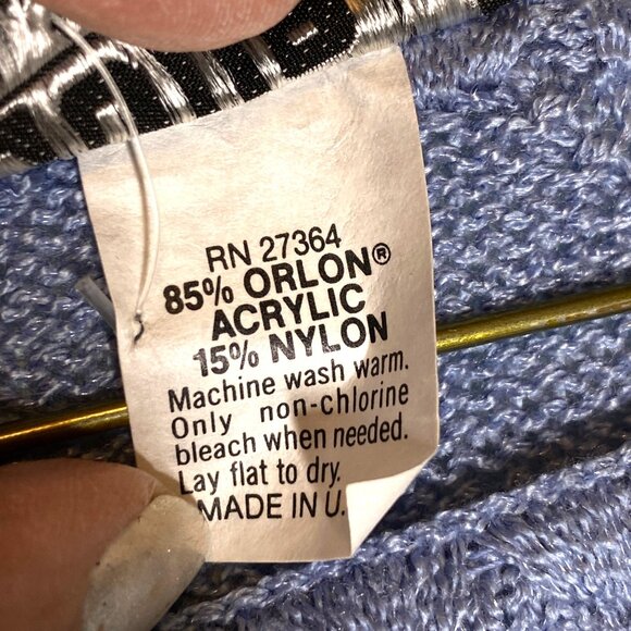 NWT Vintage Jolie Krinkle spun Blue open loose knit Womens Sweater USA Medium - Picture 5 of 7